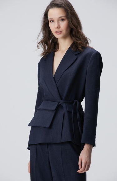  Network Kadın Lacivert Yün Karışımlı Ceket