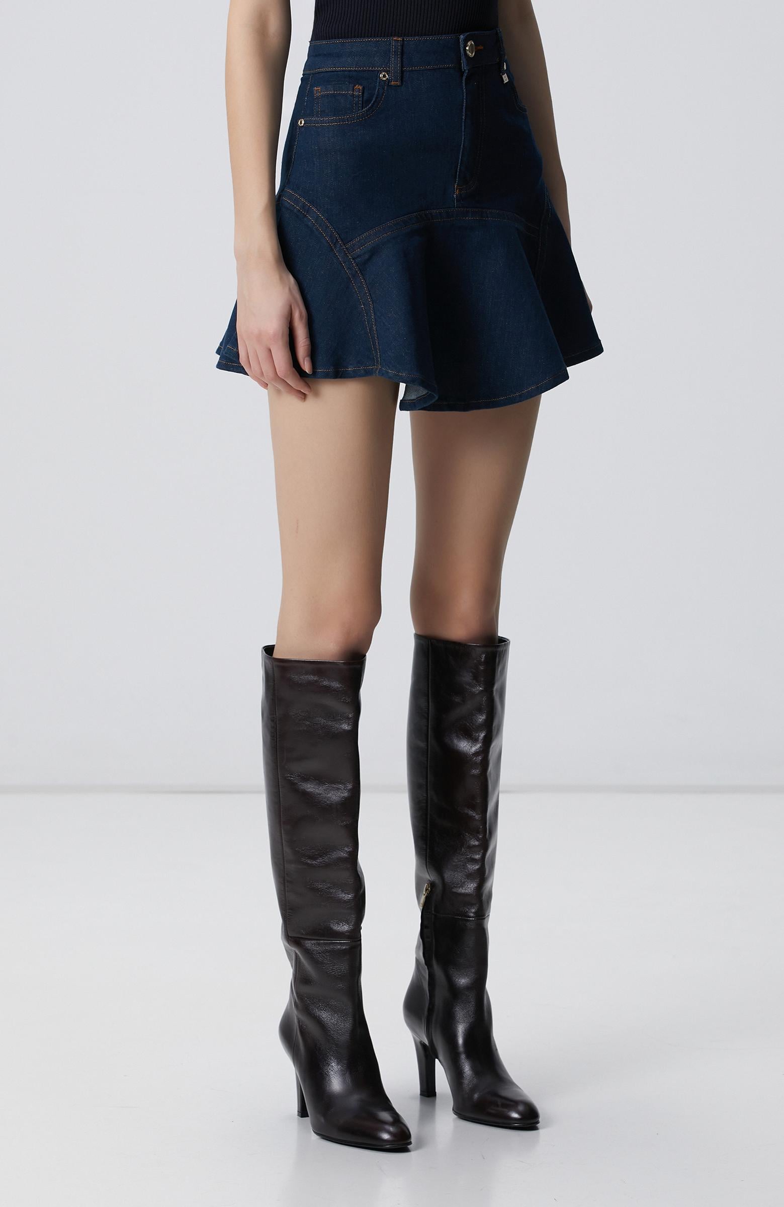 Network Kadın Koyu Indigo Mavi Denim Etek