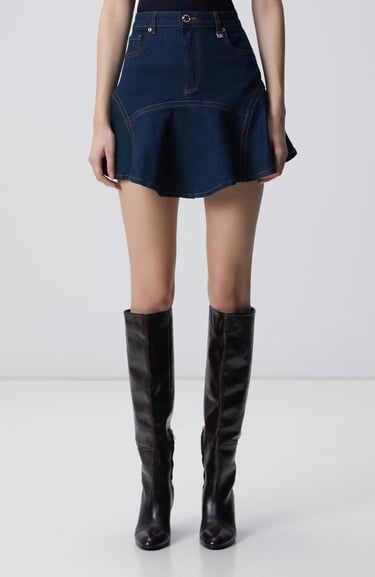  Network Kadın Koyu Indigo Mavi Denim Etek