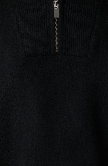  Network Kadın Siyah Dik Yaka Fermuarlı Uzun Kol Kazak