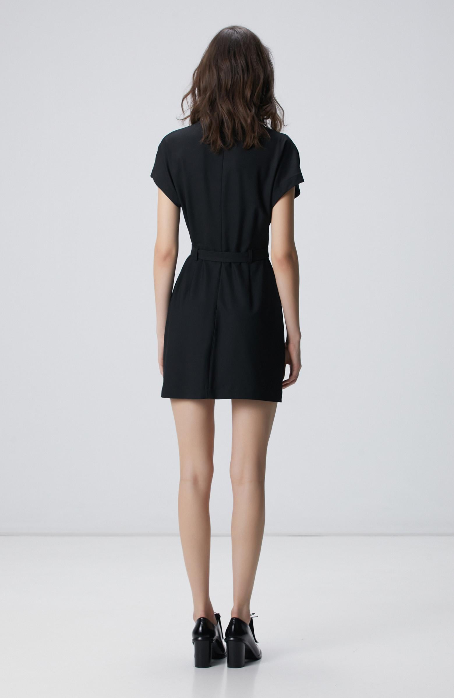 Network Kadın Siyah Kemerli Mini Elbise