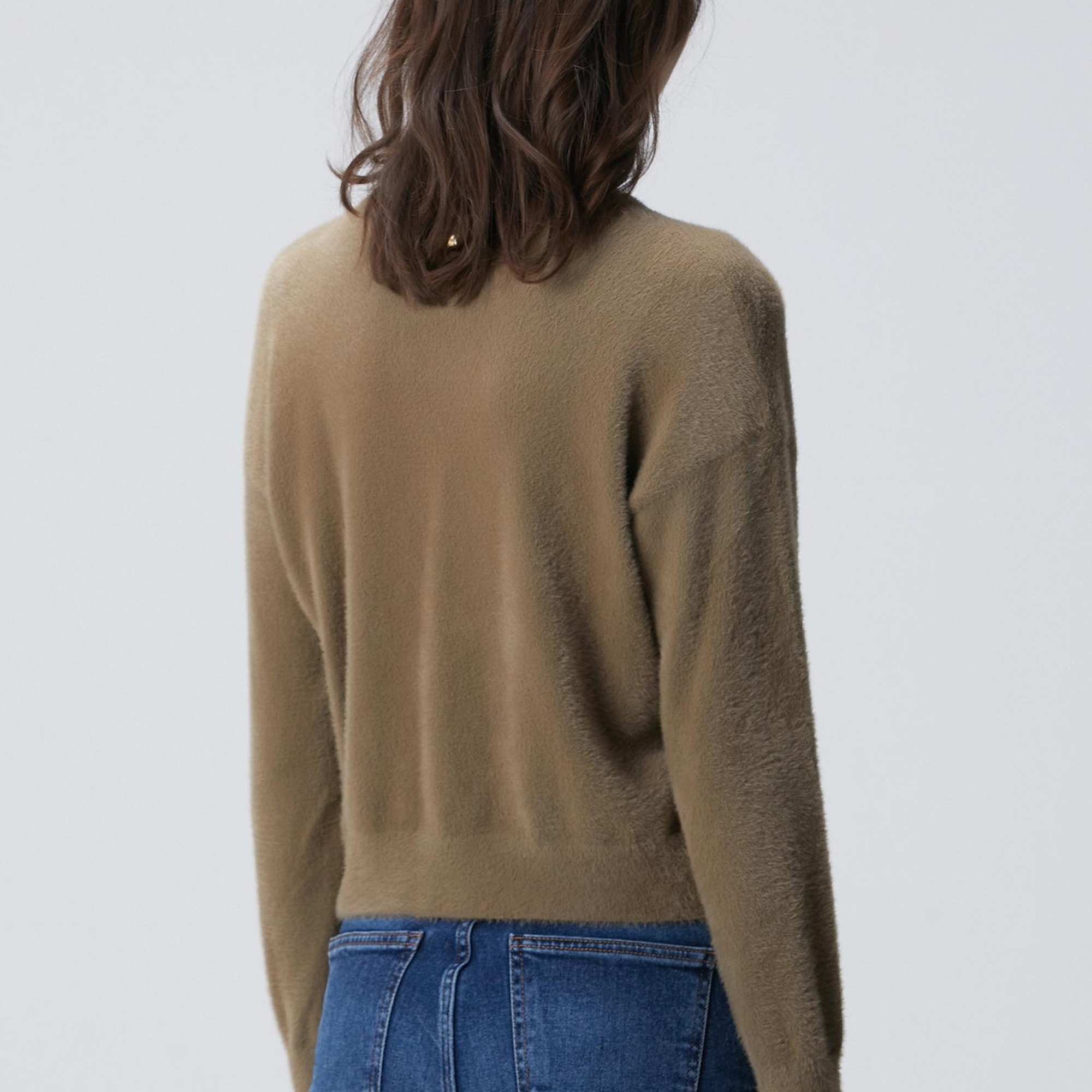 Network Kadın Haki Sakal İp Basic Kazak