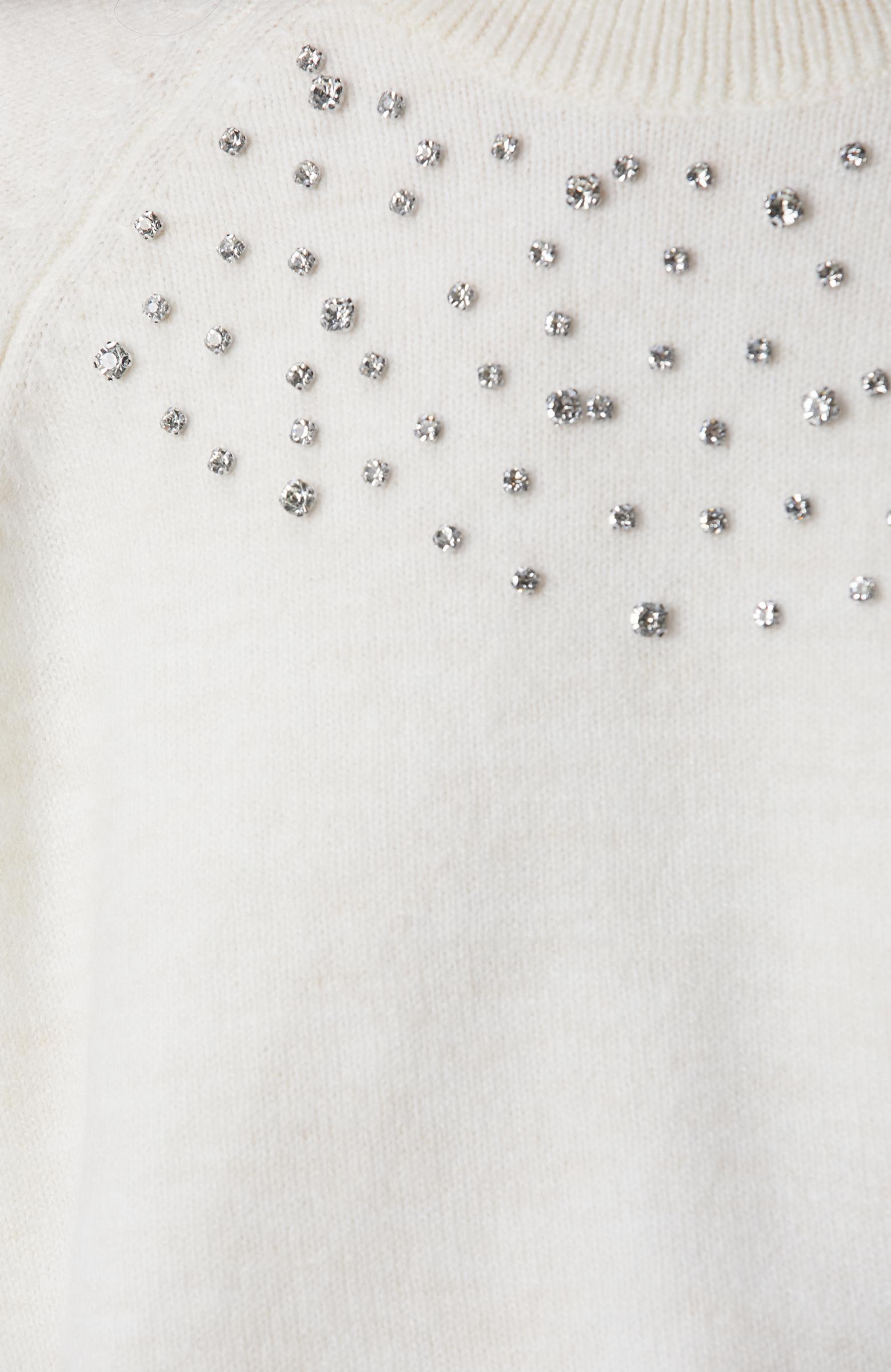  Network Kadın Kırık Beyaz Bisiklet Yaka Taş İşlemeli Kazak