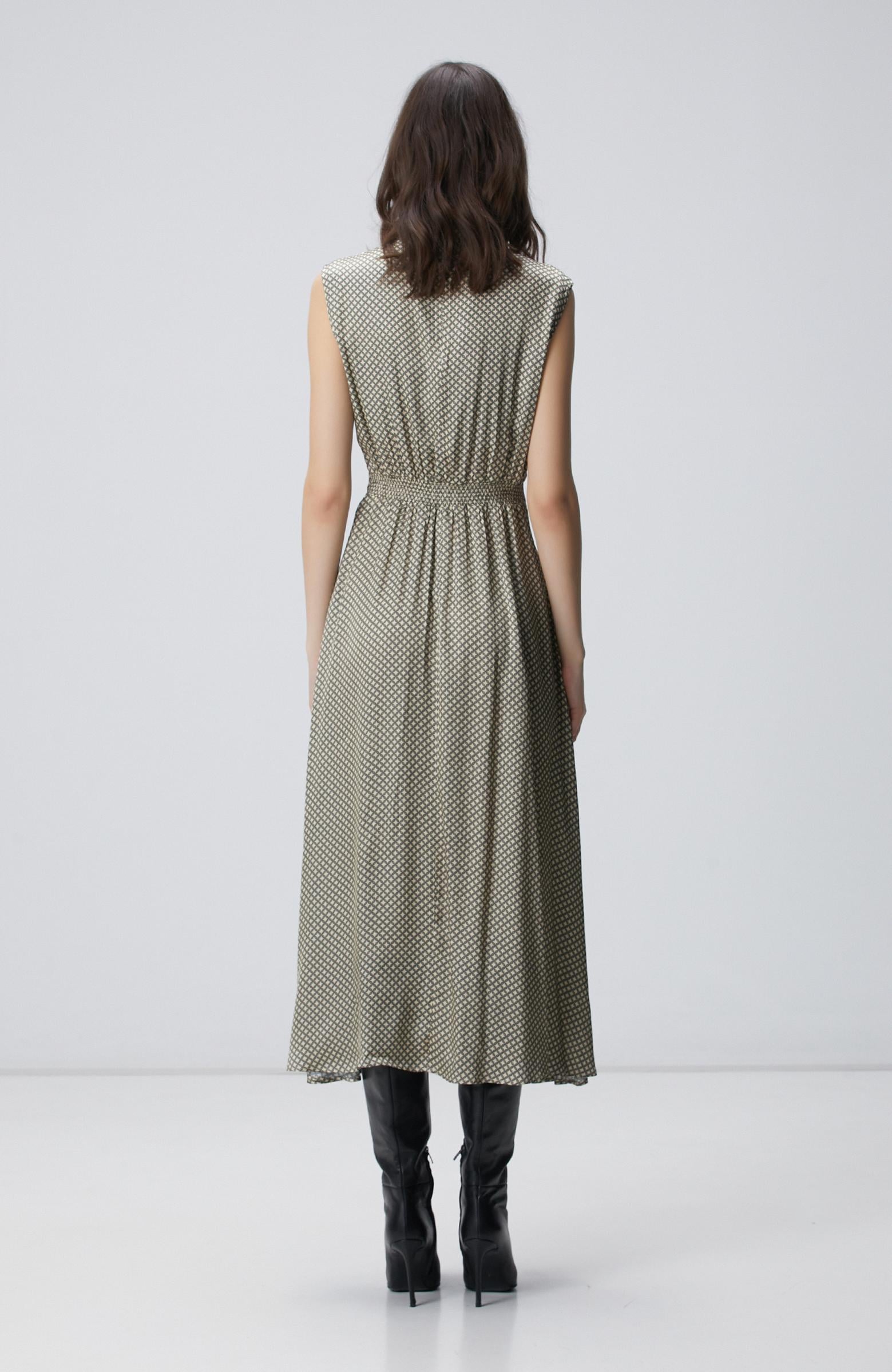 Network Kadın Sarı Desenli Midi Elbise