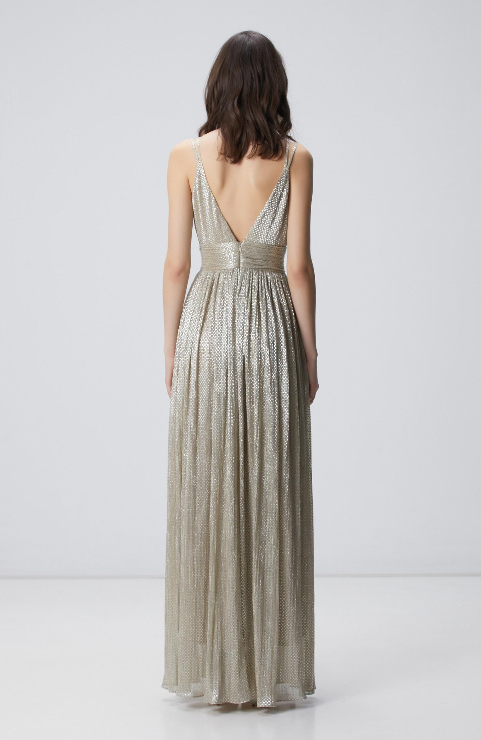 Network Kadın Gold Altın Rengi Maxi Abiye Elbise