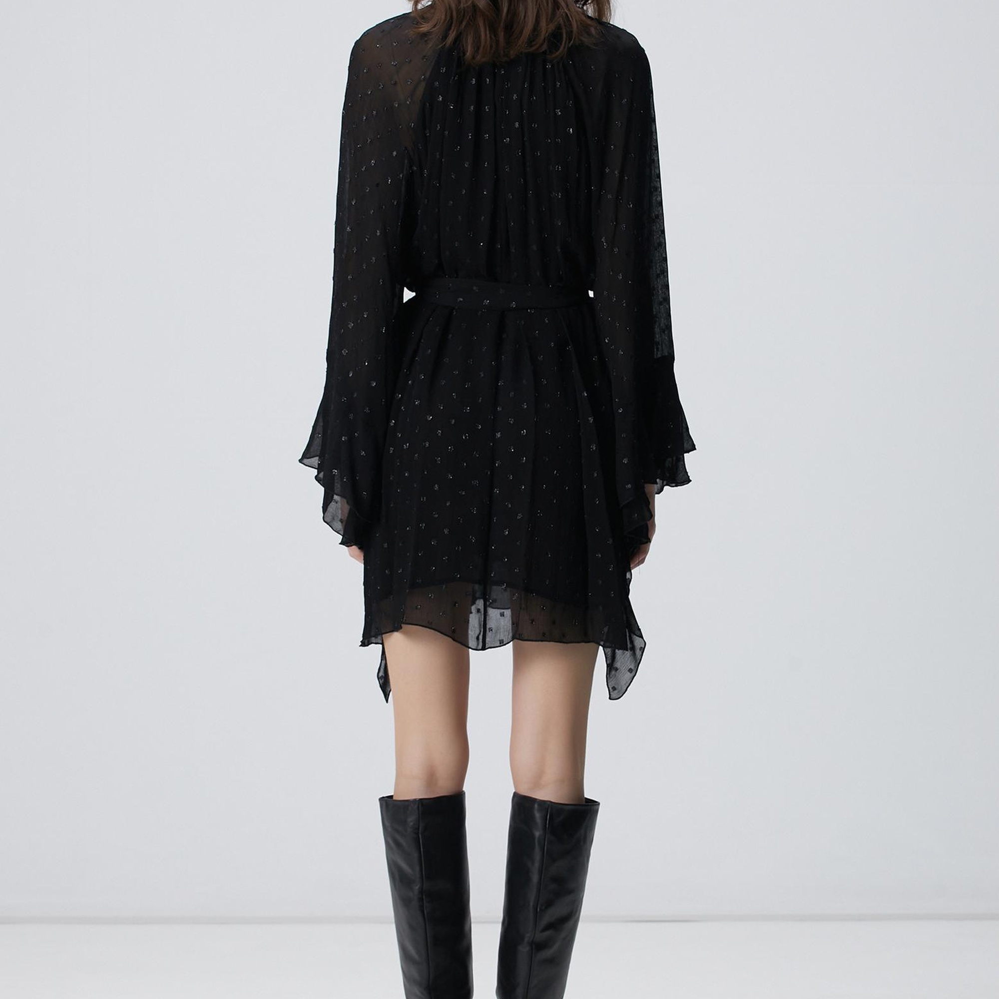 Network Kadın Siyah Desenli Mini Elbise