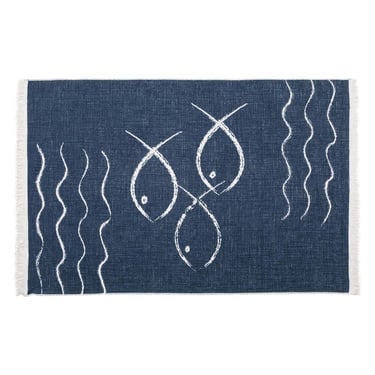  LARISSA FISH ÇİFT TARAFLI HALI LACİVERT BEYAZ 120X180