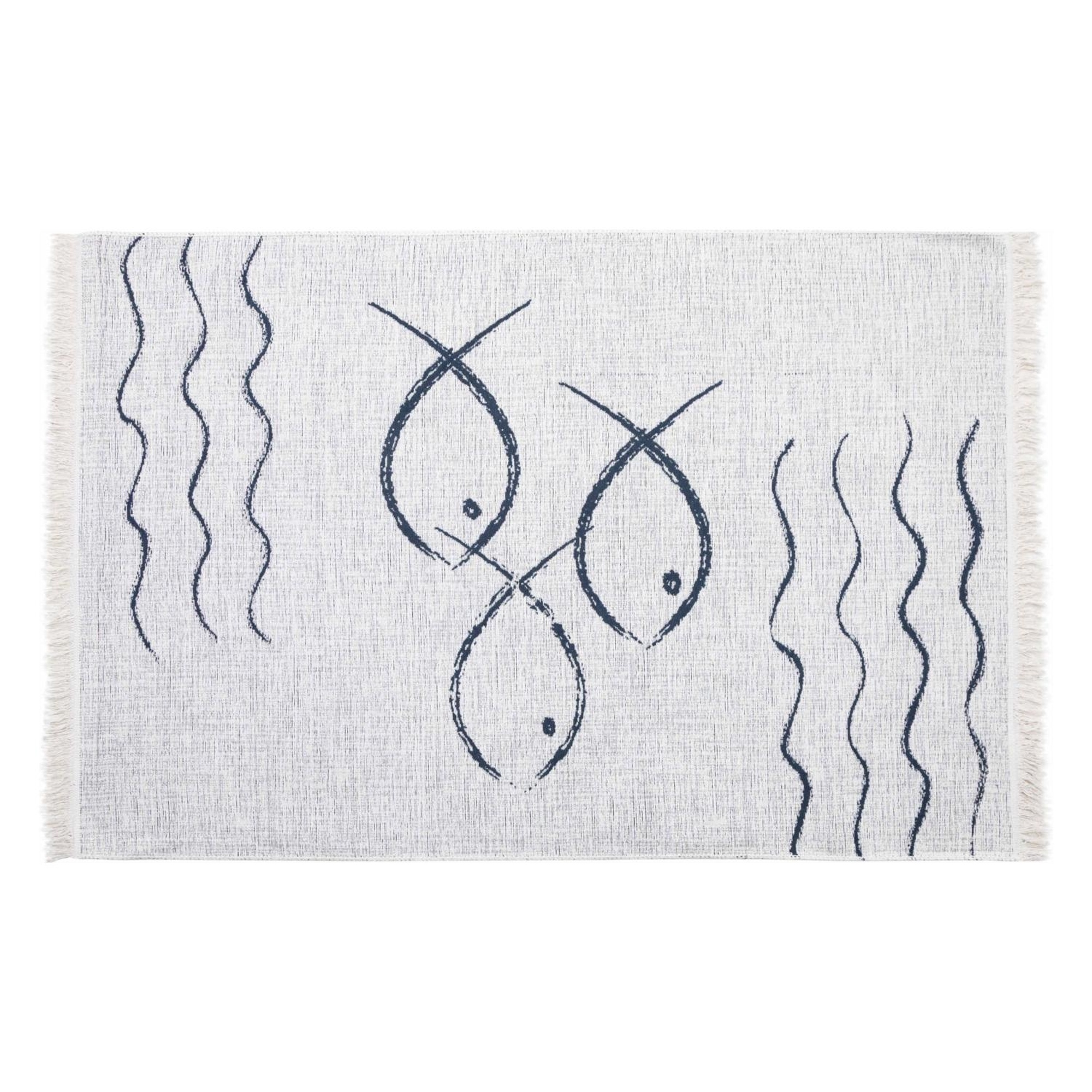 LARISSA FISH ÇİFT TARAFLI HALI LACİVERT BEYAZ 120X180