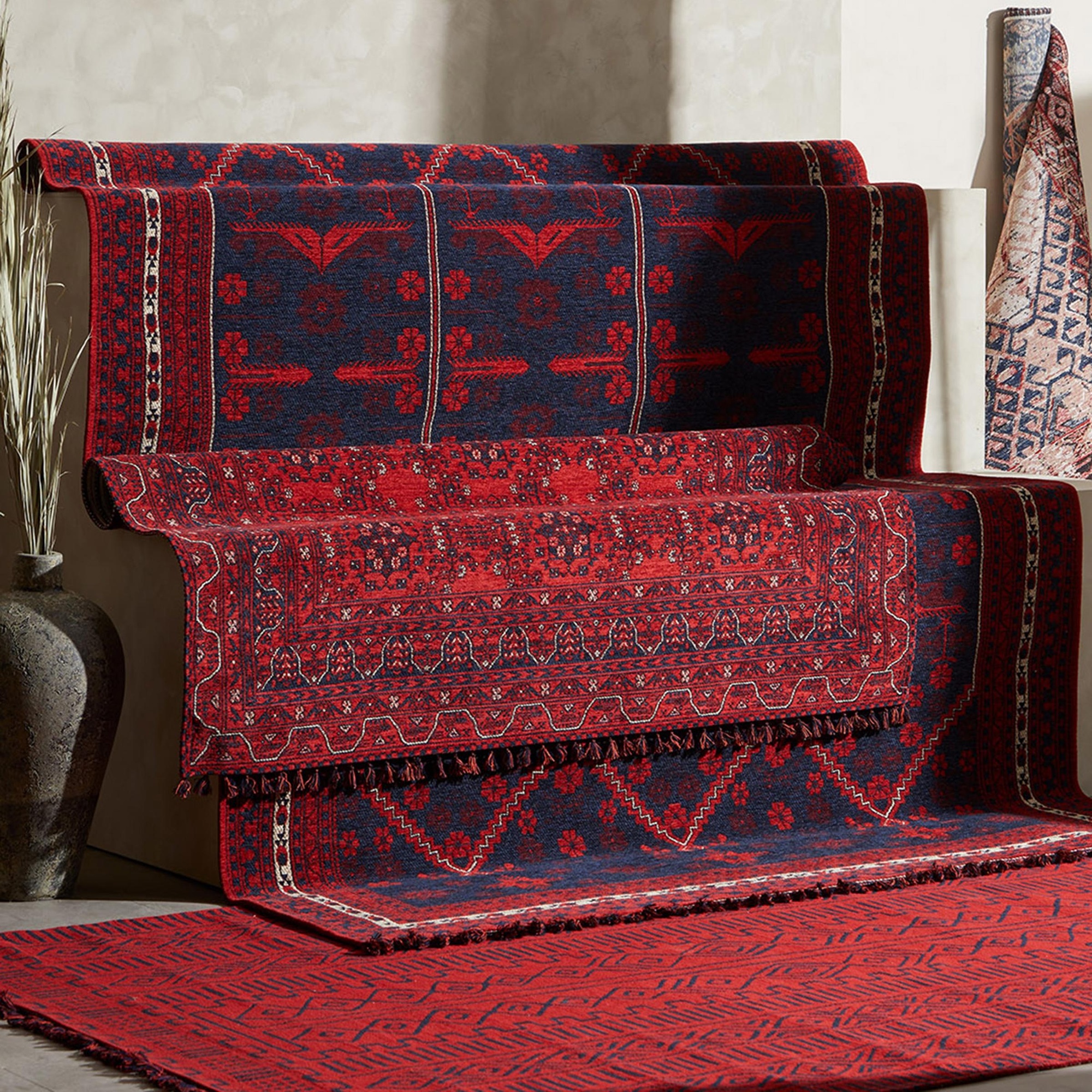 JINA HALI KIRMIZI LACİVERT 160X230