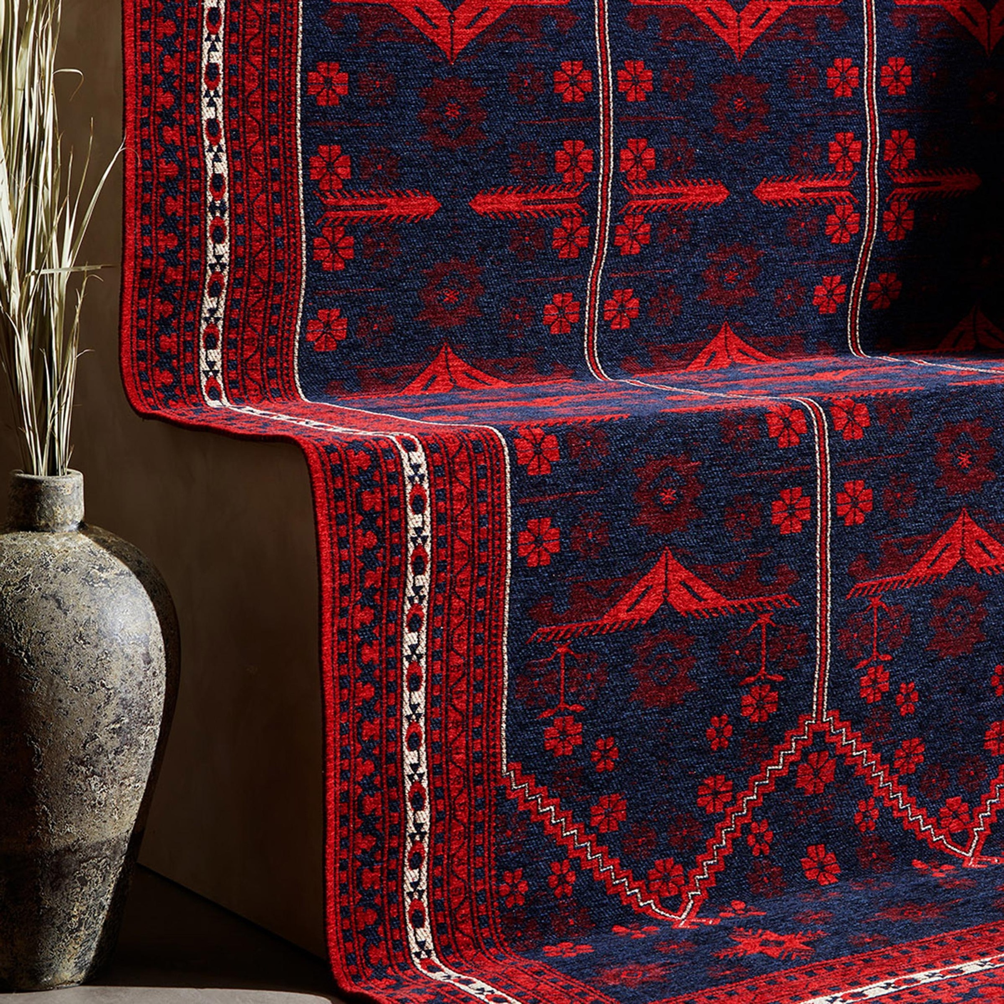 JINA HALI KIRMIZI LACİVERT 160X230