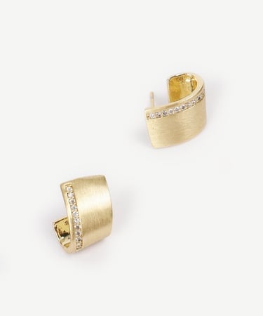  YARGICI Cam Taş Detaylı Gold Küpe