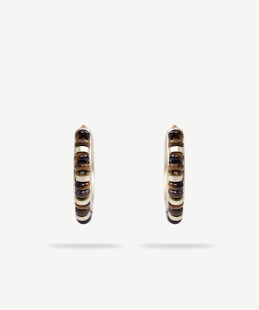  YARGICI Doğal Taş Detaylı Halka Küpe