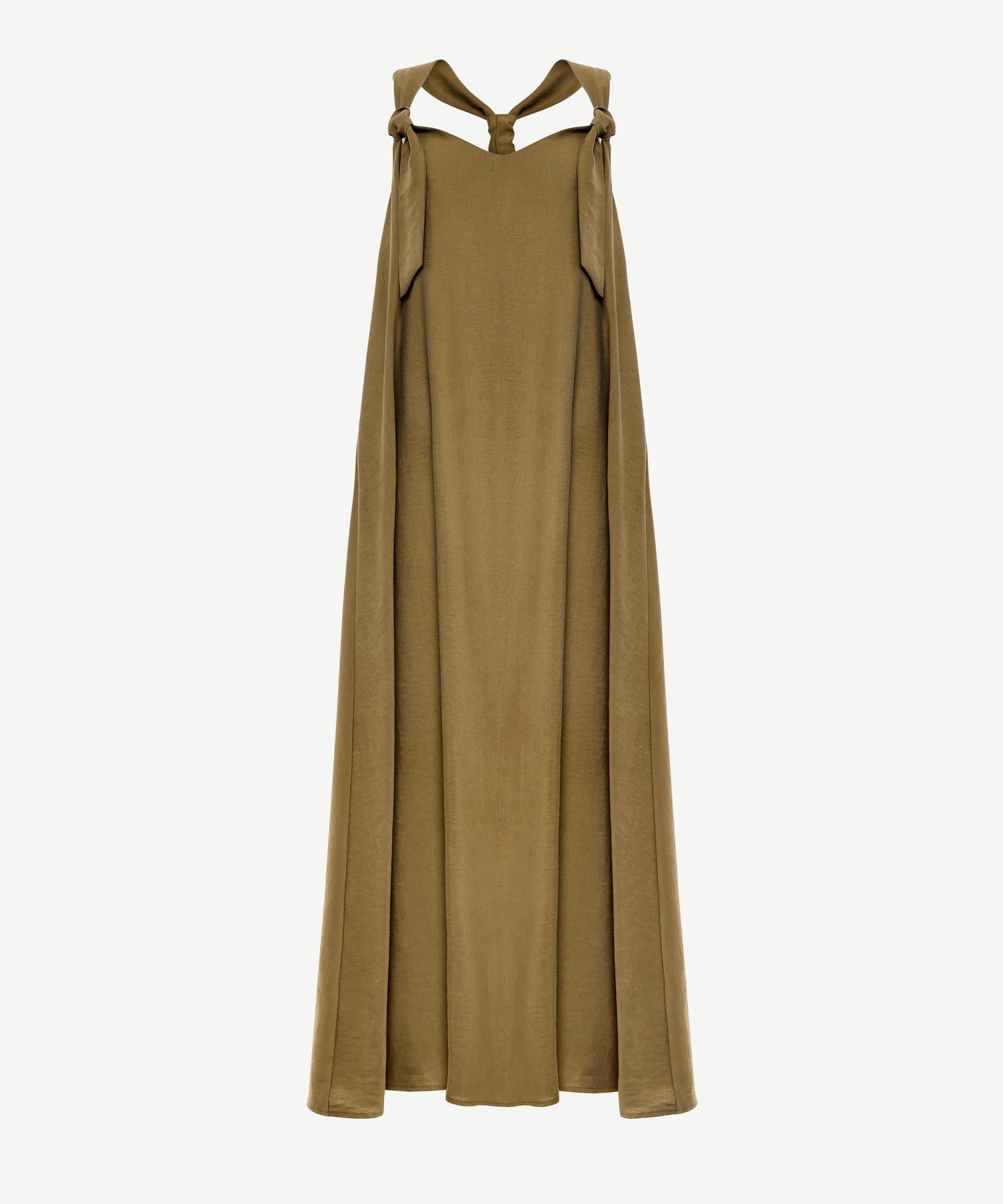 YARGICI Düğüm Askı Detaylı V Yaka Uzun Boy Elbise