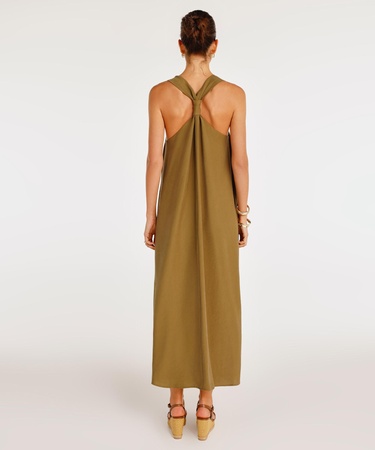  YARGICI Düğüm Askı Detaylı V Yaka Uzun Boy Elbise