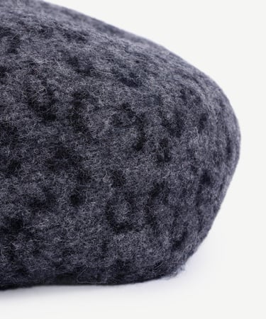  YARGICI Yün Karışımlı Leopar Desenli Şapka