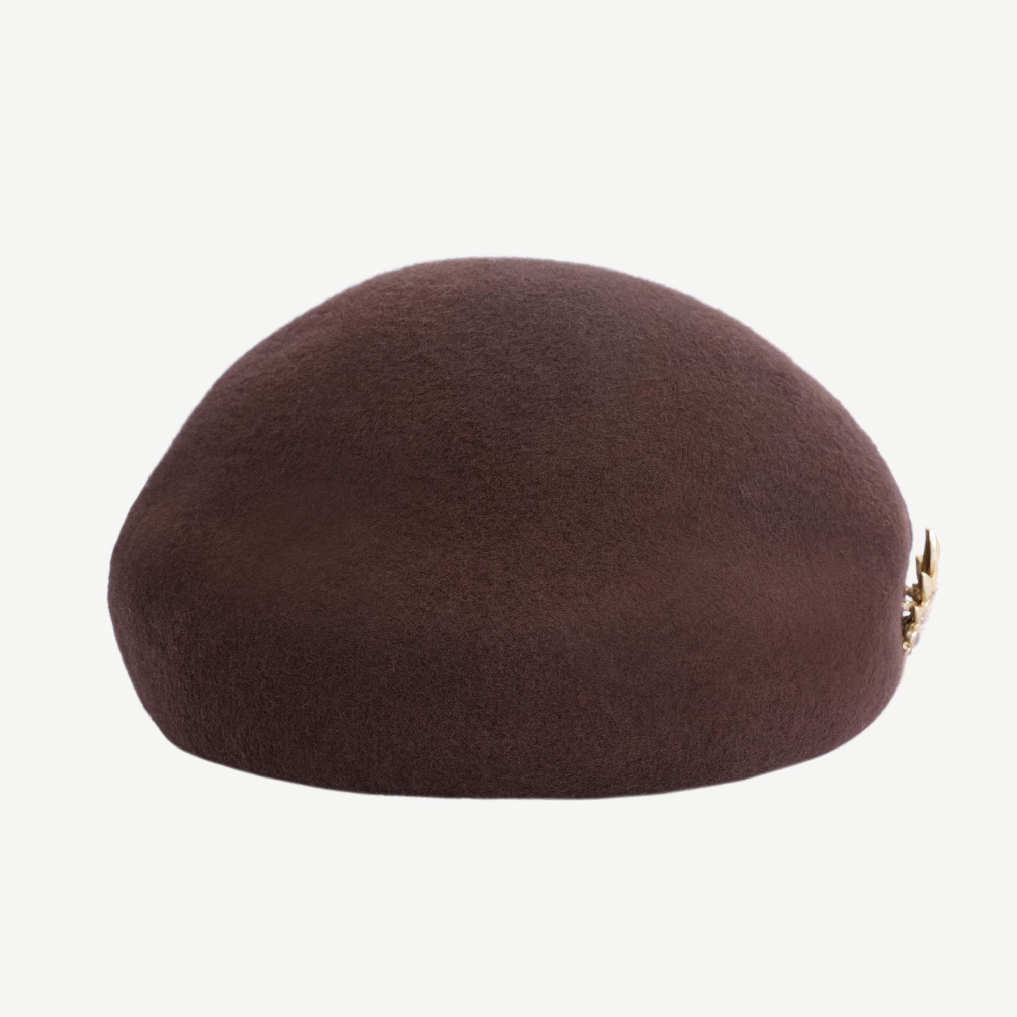 YARGICI Çiçek Broş İncili Yün Şapka