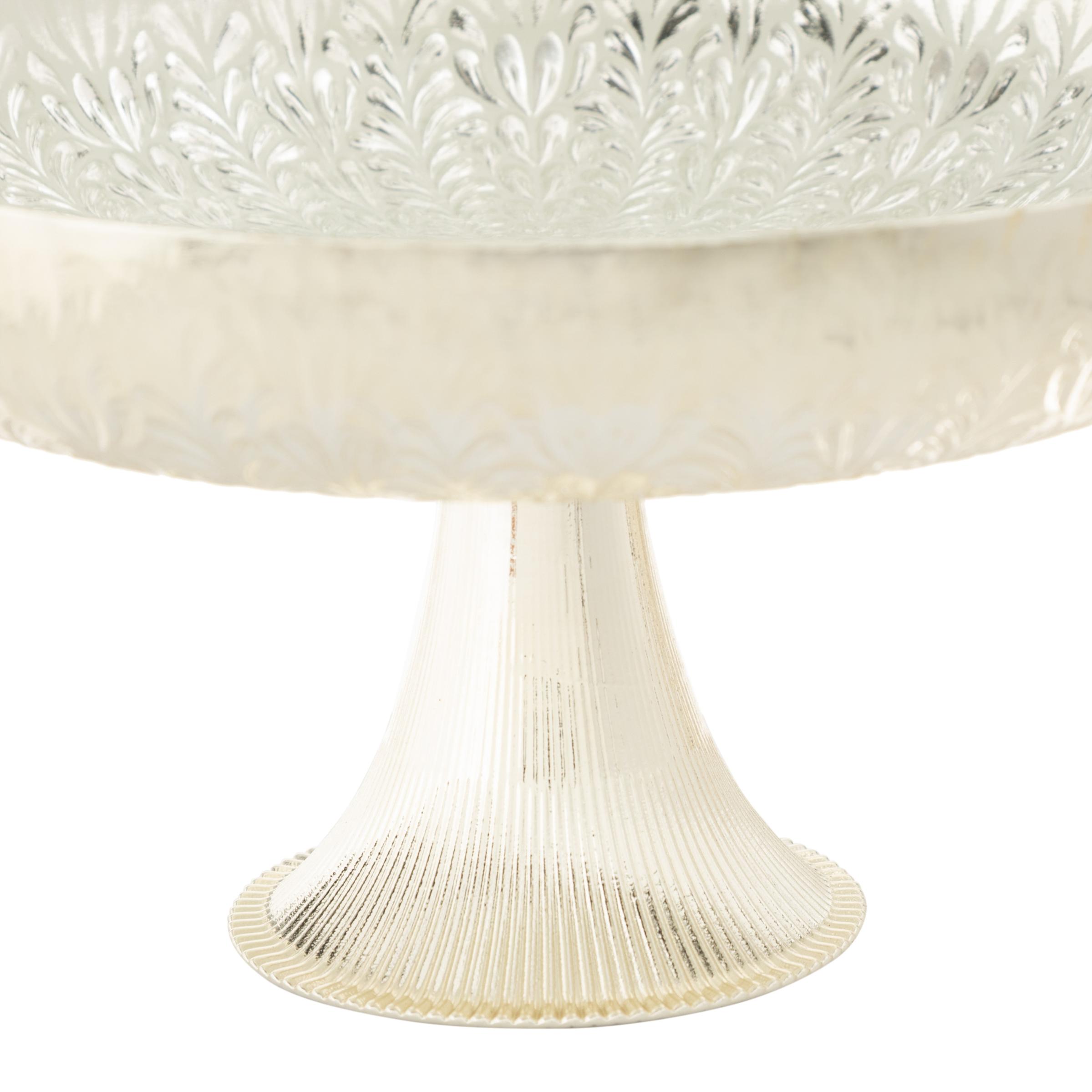 SILVER FLOWER AYAKLI SUNUM TABAĞI 28 CM