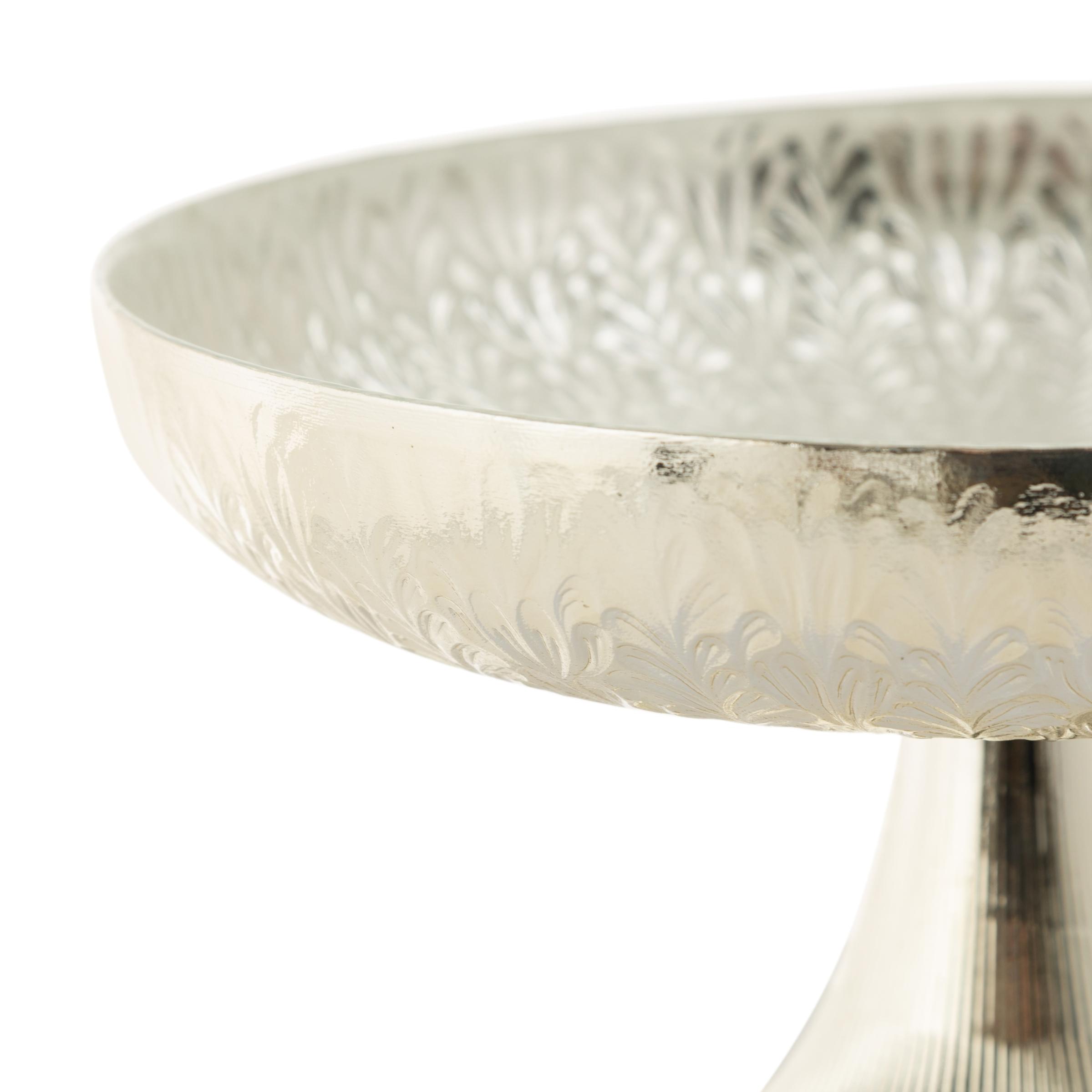 SILVER FLOWER AYAKLI SUNUM TABAĞI 28 CM