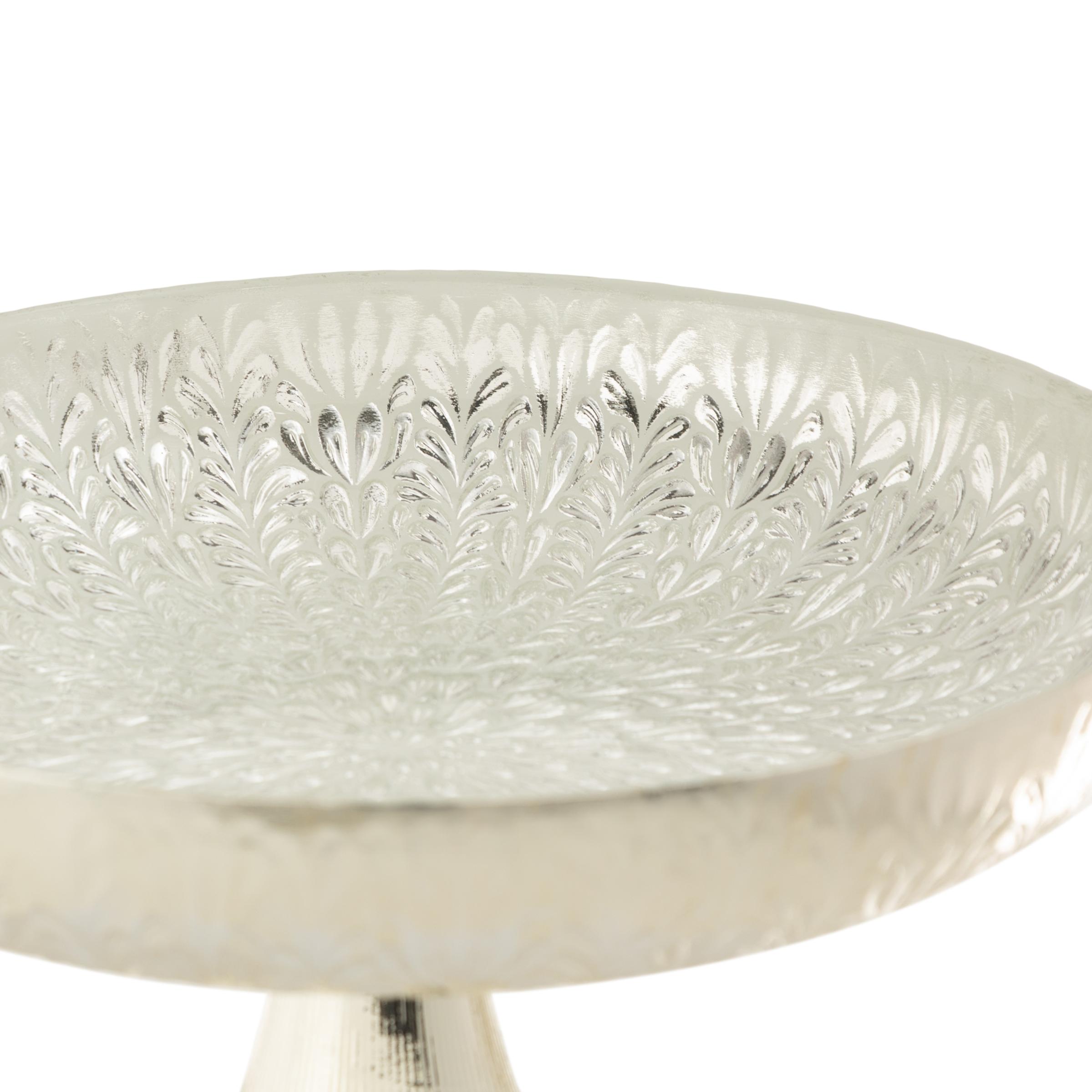 SILVER FLOWER AYAKLI SUNUM TABAĞI 28 CM