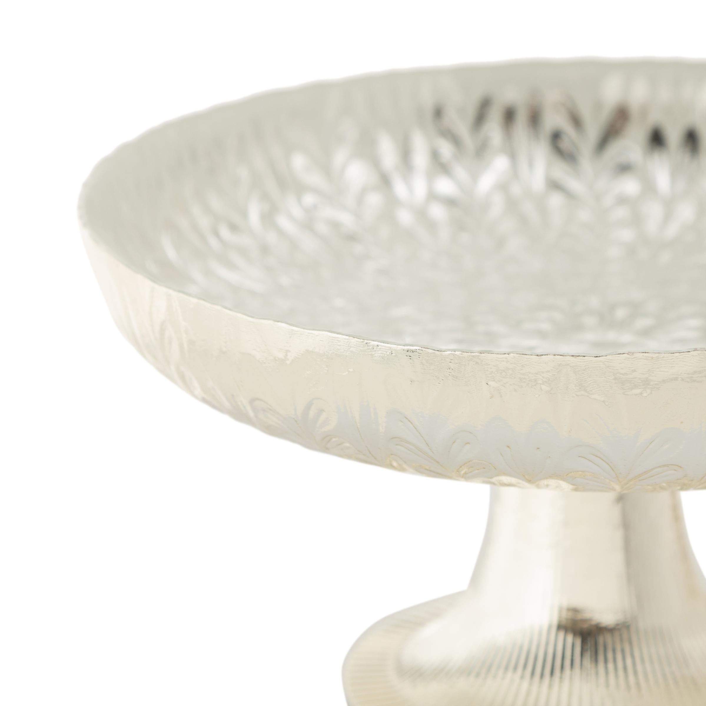  SILVER FLOWER AYAKLI SUNUM TABAĞI 21 CM