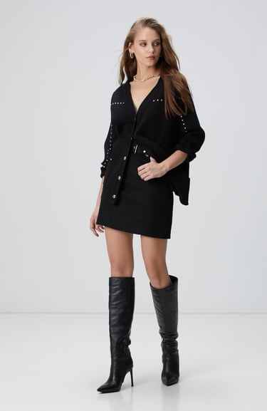  Network Kadın Siyah Trok Detaylı Hırka