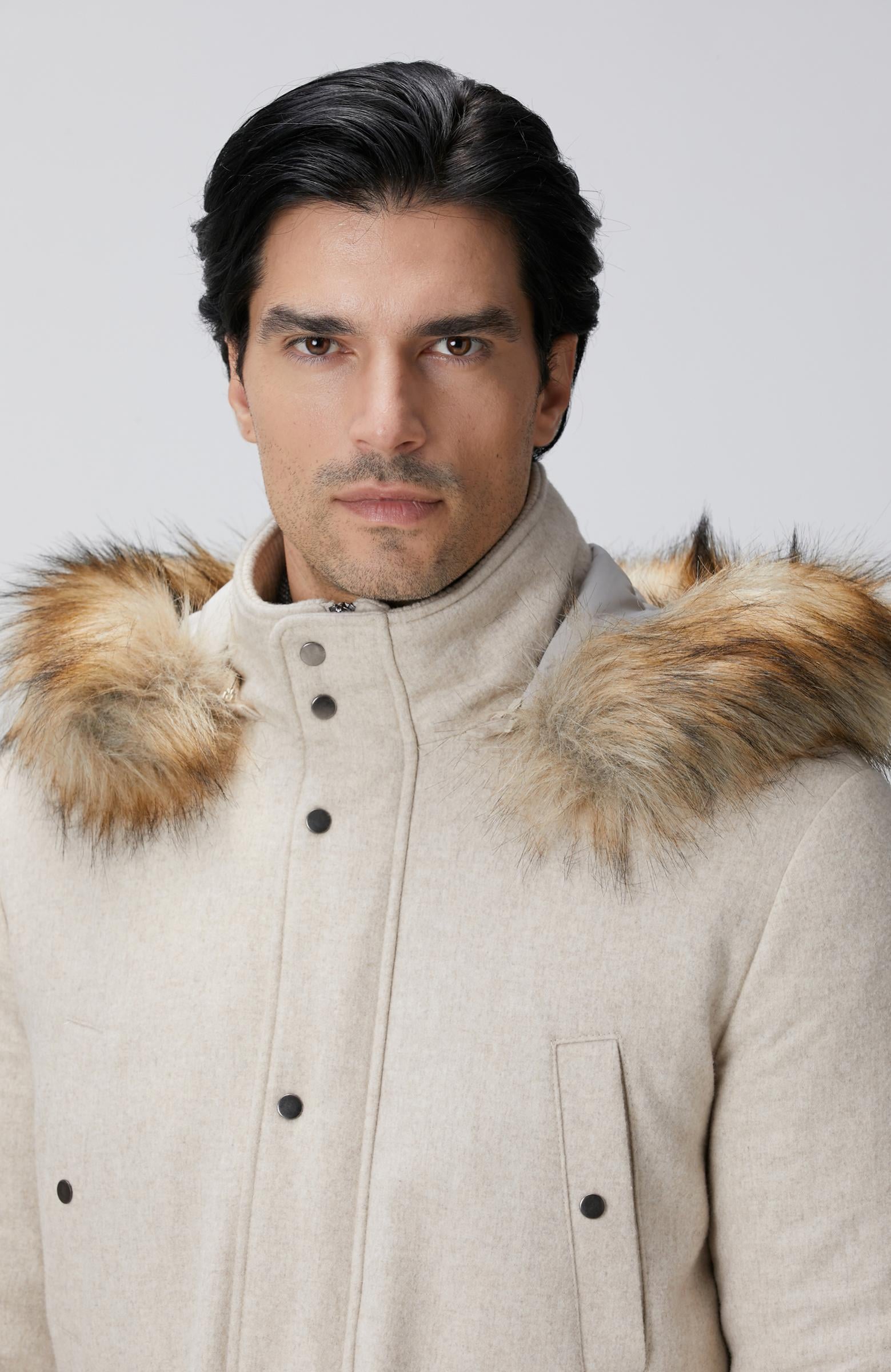 Network Erkek Taş Yün Kaşmir Karışımlı Casual Kaban