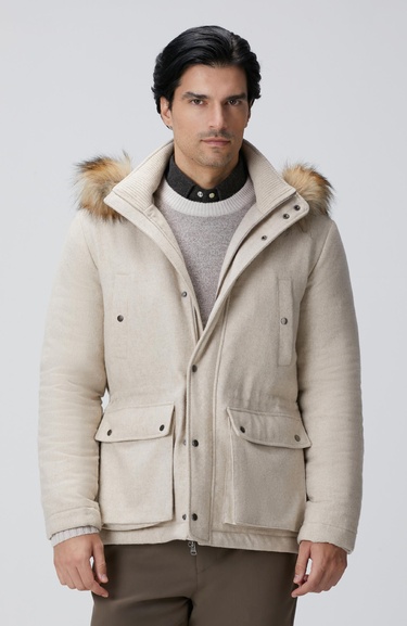  Network Erkek Taş Yün Kaşmir Karışımlı Casual Kaban