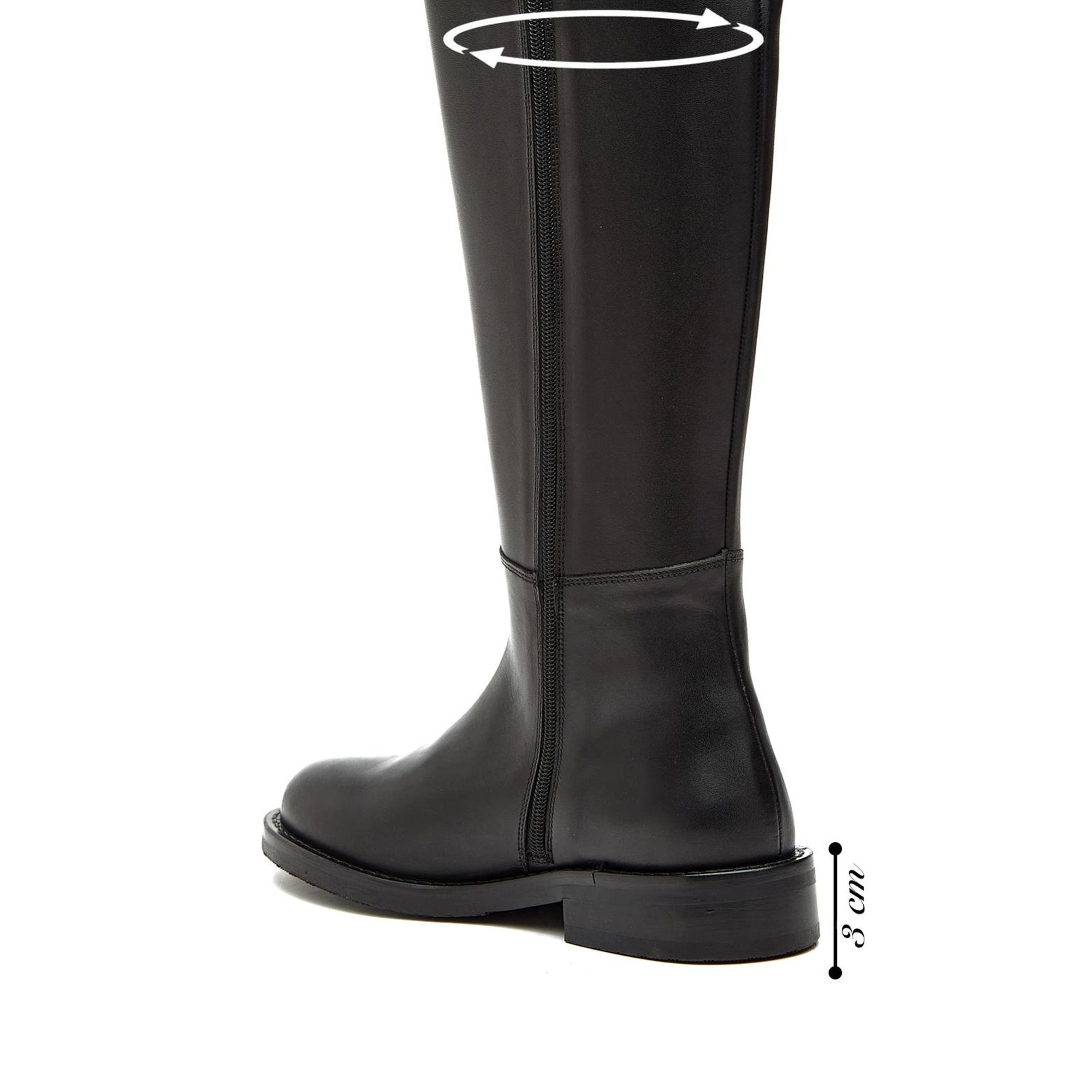 George Hogg Kadın Siyah Fermuarlı Deri Çizme