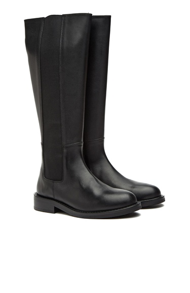  George Hogg Kadın Siyah Fermuarlı Deri Çizme