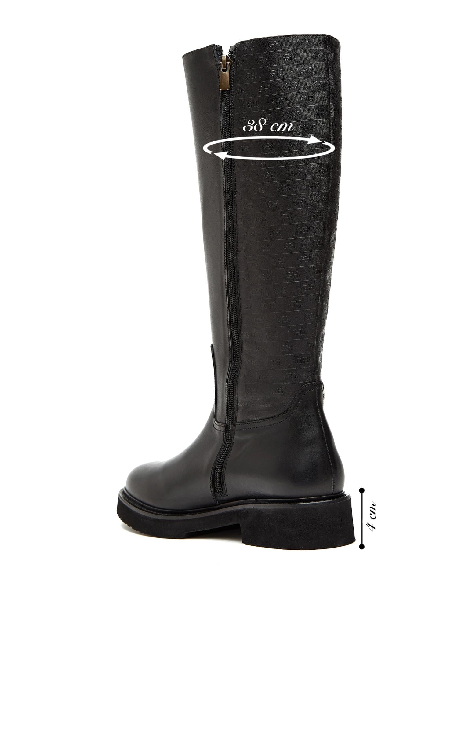  George Hogg Kadın Siyah Baskılı Deri Çizme