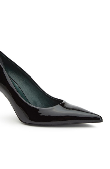  George Hogg Kadın Siyah Rugan Deri Topuklu Ayakkabı