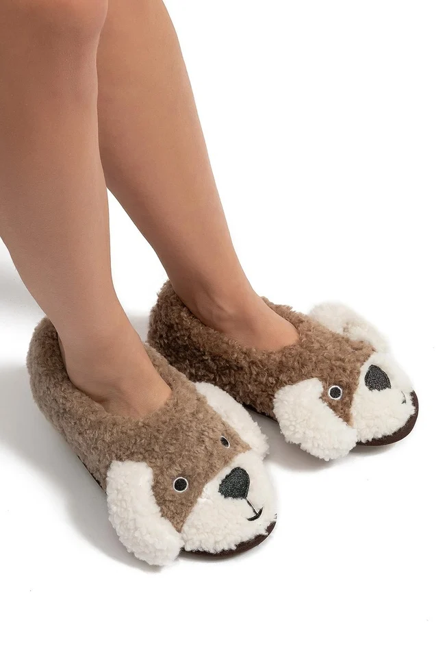  Badem Kadın, Garson Boy Ev Ayakkabısı Kahverengi 37/41