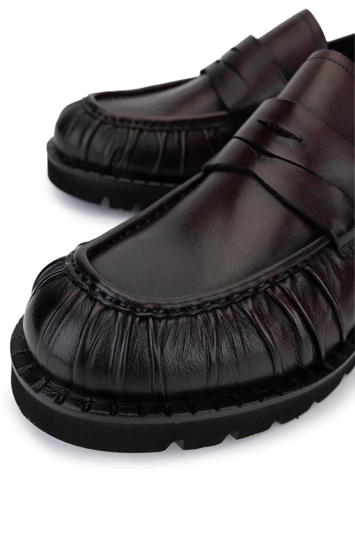 Tamer Tanca Erkek Hakiki Deri Kahverengi Loafer Ayakkabı
