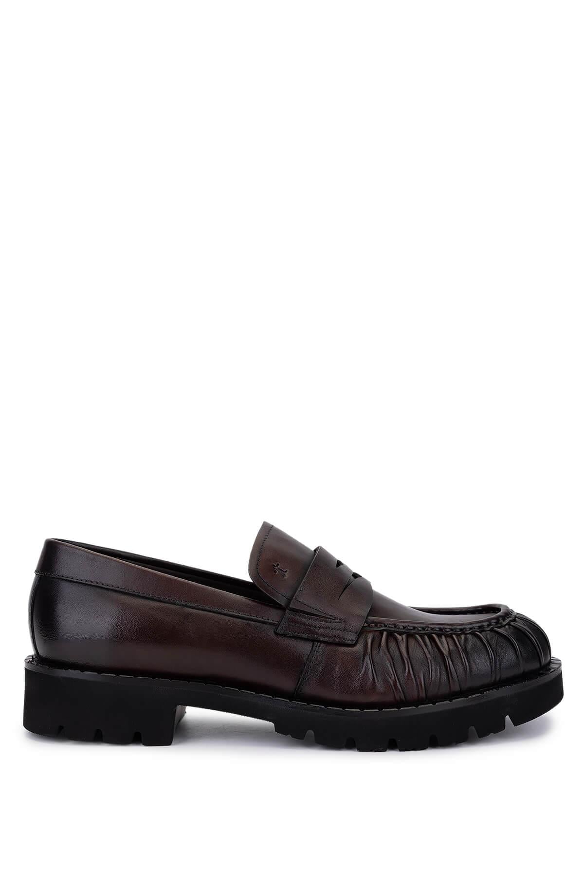  Tamer Tanca Erkek Hakiki Deri Kahverengi Loafer Ayakkabı