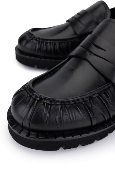  Tamer Tanca Erkek Hakiki Deri Siyah Deri Loafer Ayakkabı