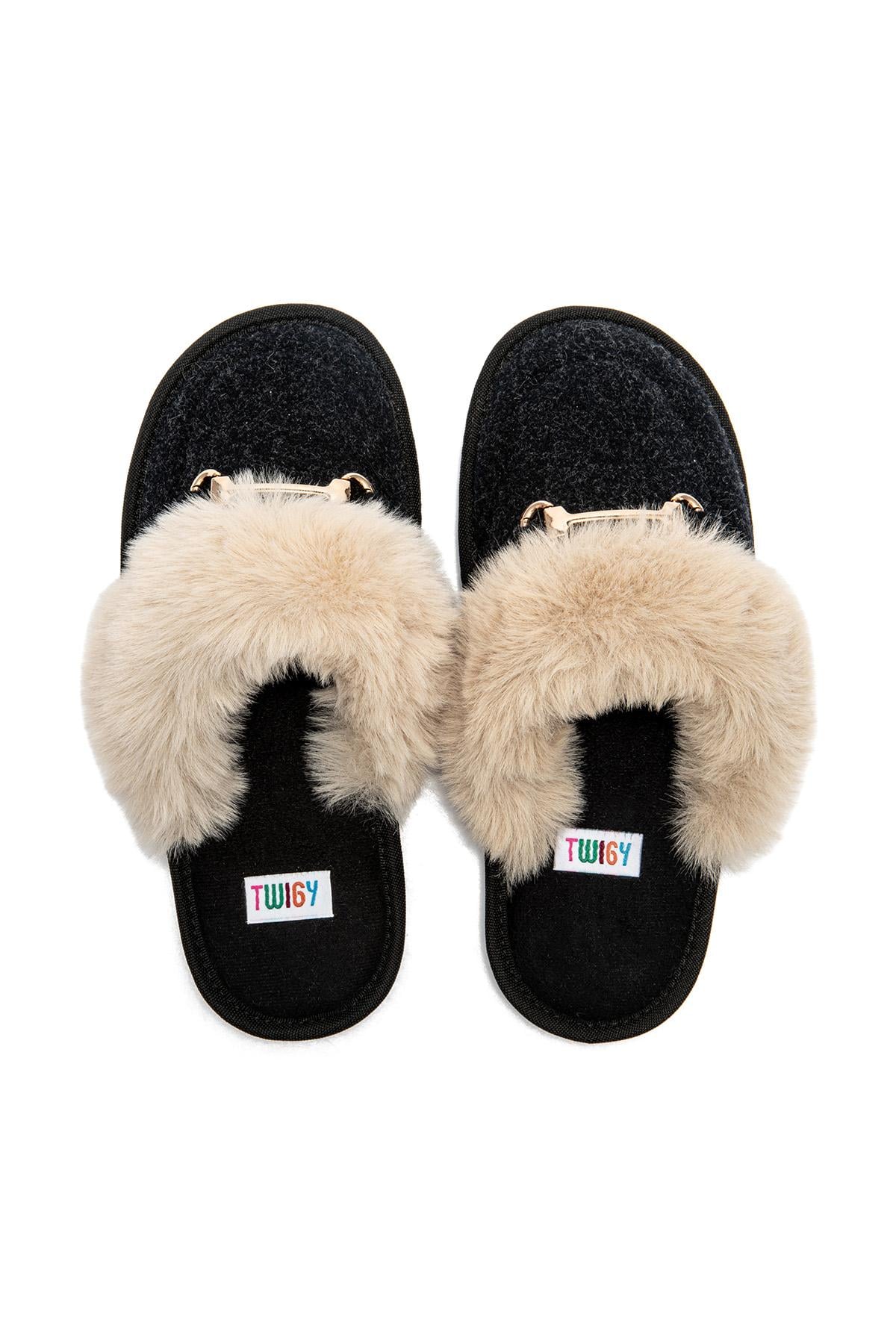 Ania Kadın Tokalı Ev Terliği Siyah 37/41