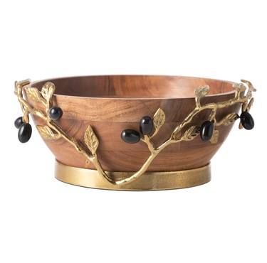  OLIVE AHŞAP DEKORATİF KASE 32X13CM