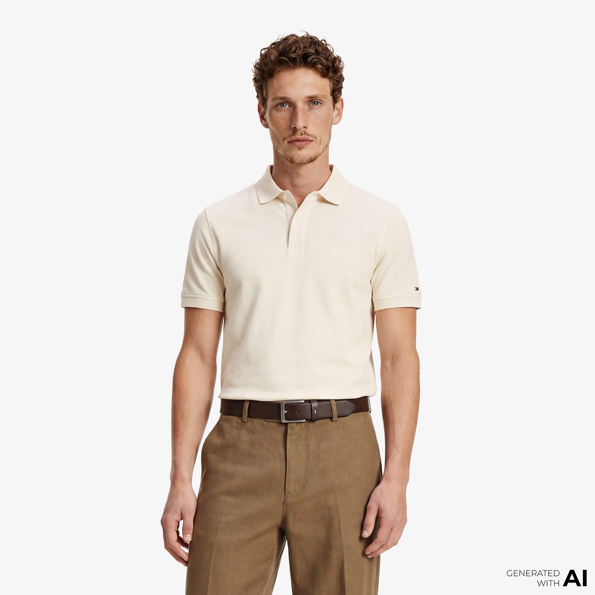 Tommy Hilfiger Elevated Essentials Erkek Krem Rengi Polo T-Shirt