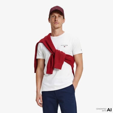  Tommy Hilfiger Brand Love Graphic Erkek Beyaz T-Shirt