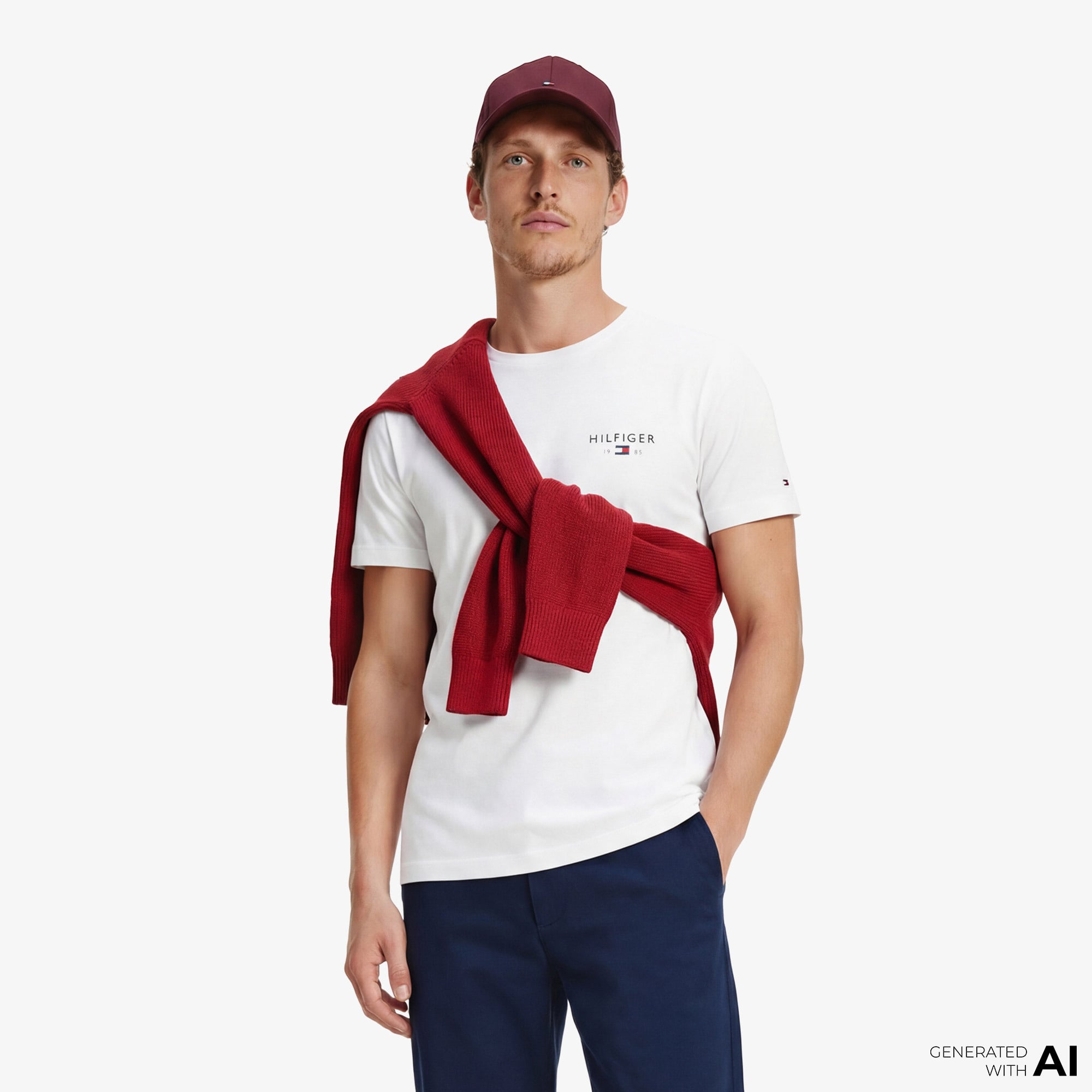  Tommy Hilfiger Brand Love Graphic Erkek Beyaz T-Shirt