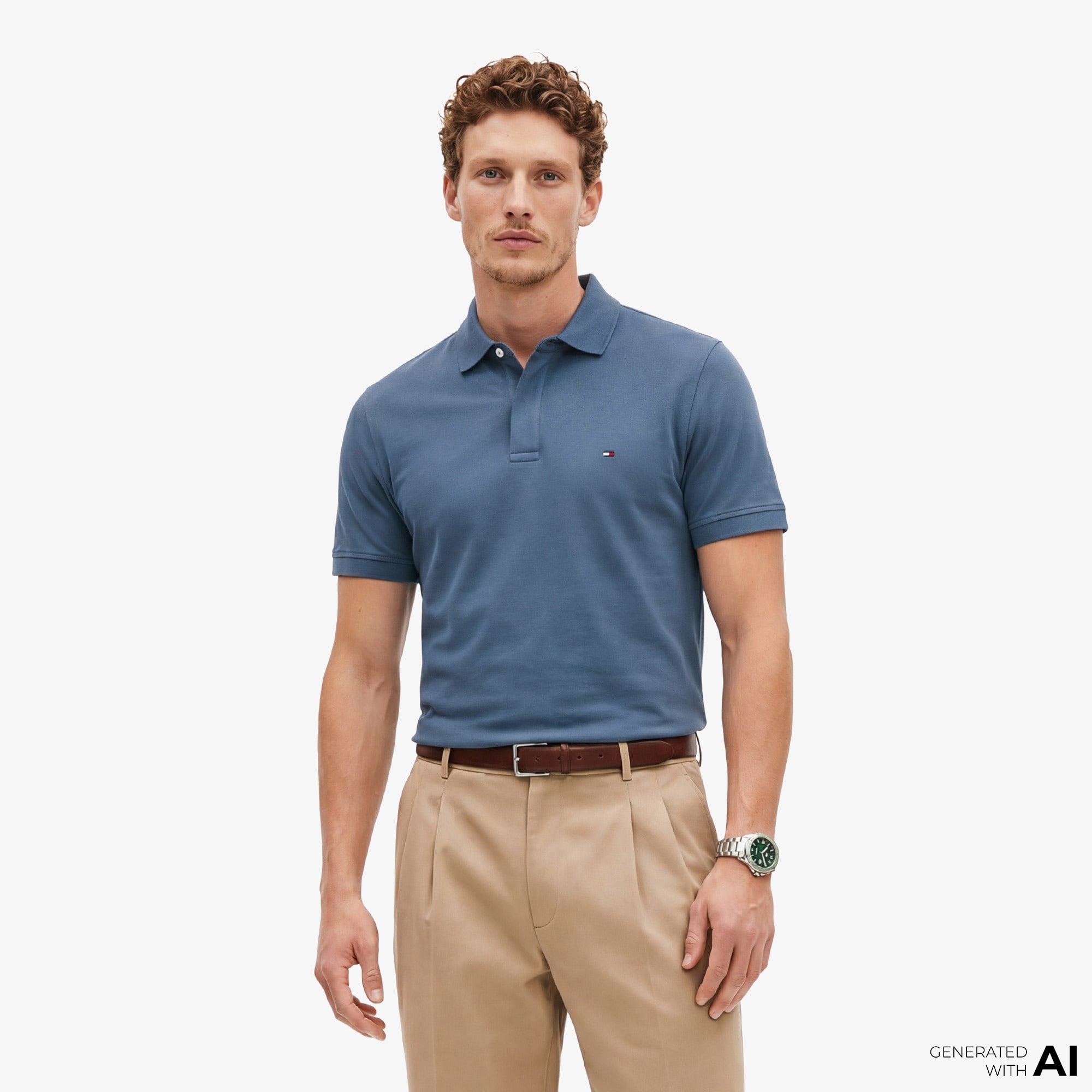Tommy Hilfiger Elevated Essentials Erkek Mavi Polo T-Shirt