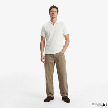  Tommy Hilfiger Performance Erkek Krem Rengi Polo T-Shirt