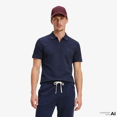  Tommy Hilfiger Performance Erkek Lacivert Polo T-Shirt