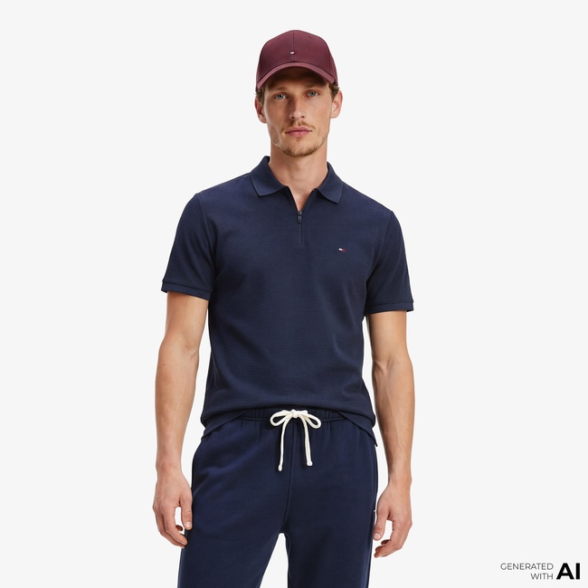  Tommy Hilfiger Performance Erkek Lacivert Polo T-Shirt