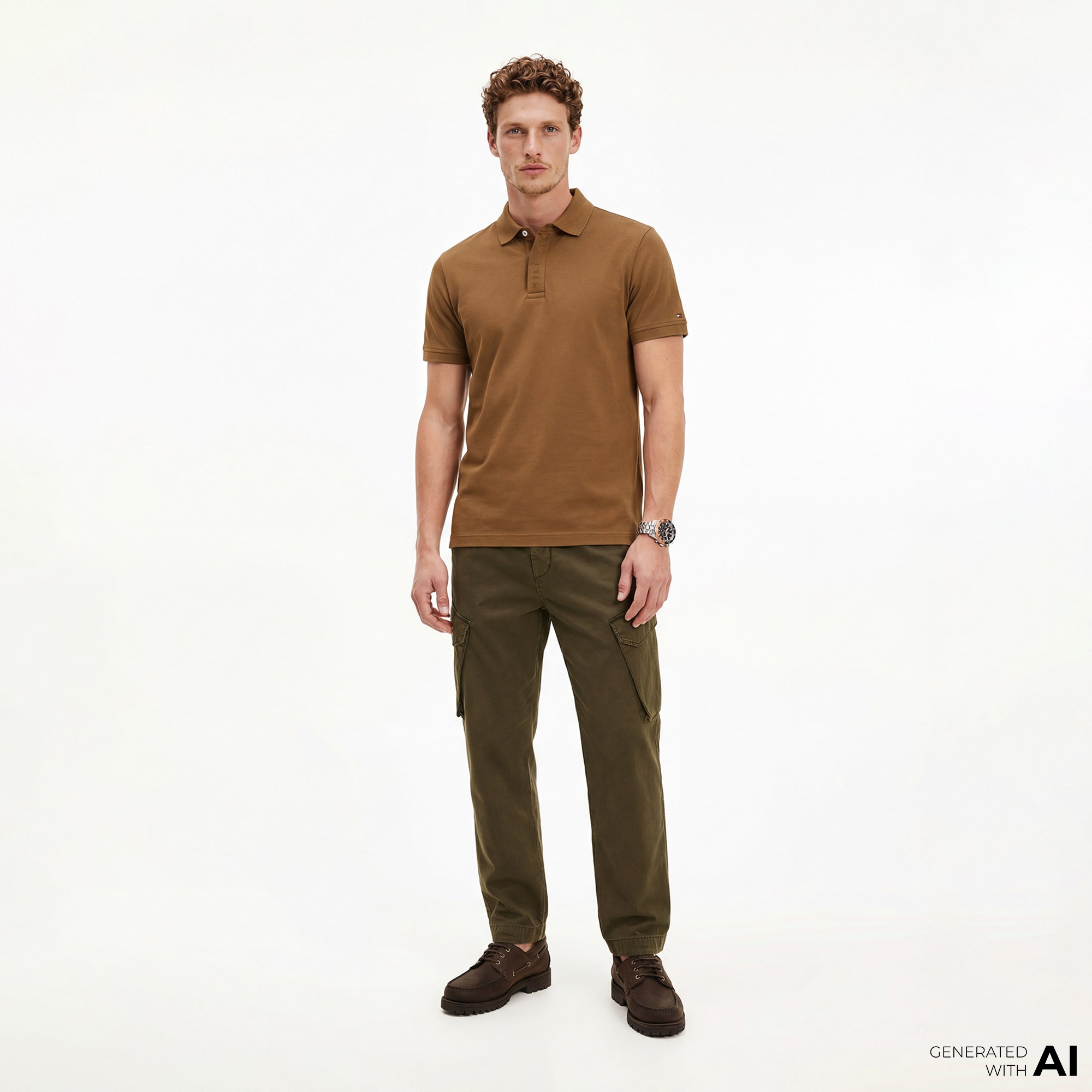 Tommy Hilfiger Seasonal Graphic Erkek Kahverengi Polo T-Shirt