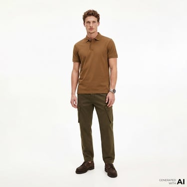  Tommy Hilfiger Seasonal Graphic Erkek Kahverengi Polo T-Shirt