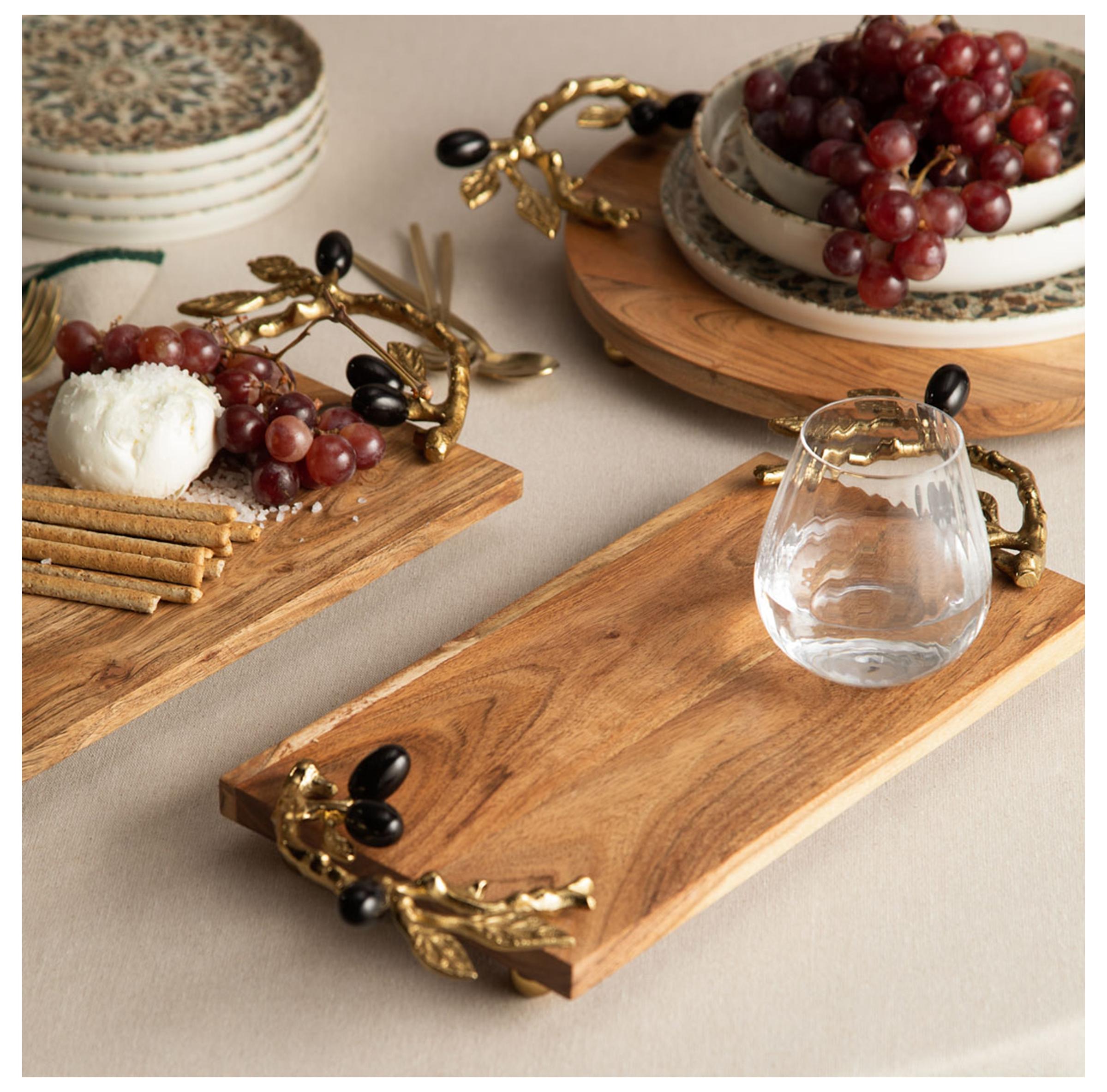 OLIVE AHŞAP DEKORATİF TEPSİ 50X20X6CM