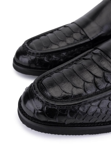  Tamer Tanca Erkek Hakiki Deri Siyah Loafer Ayakkabı