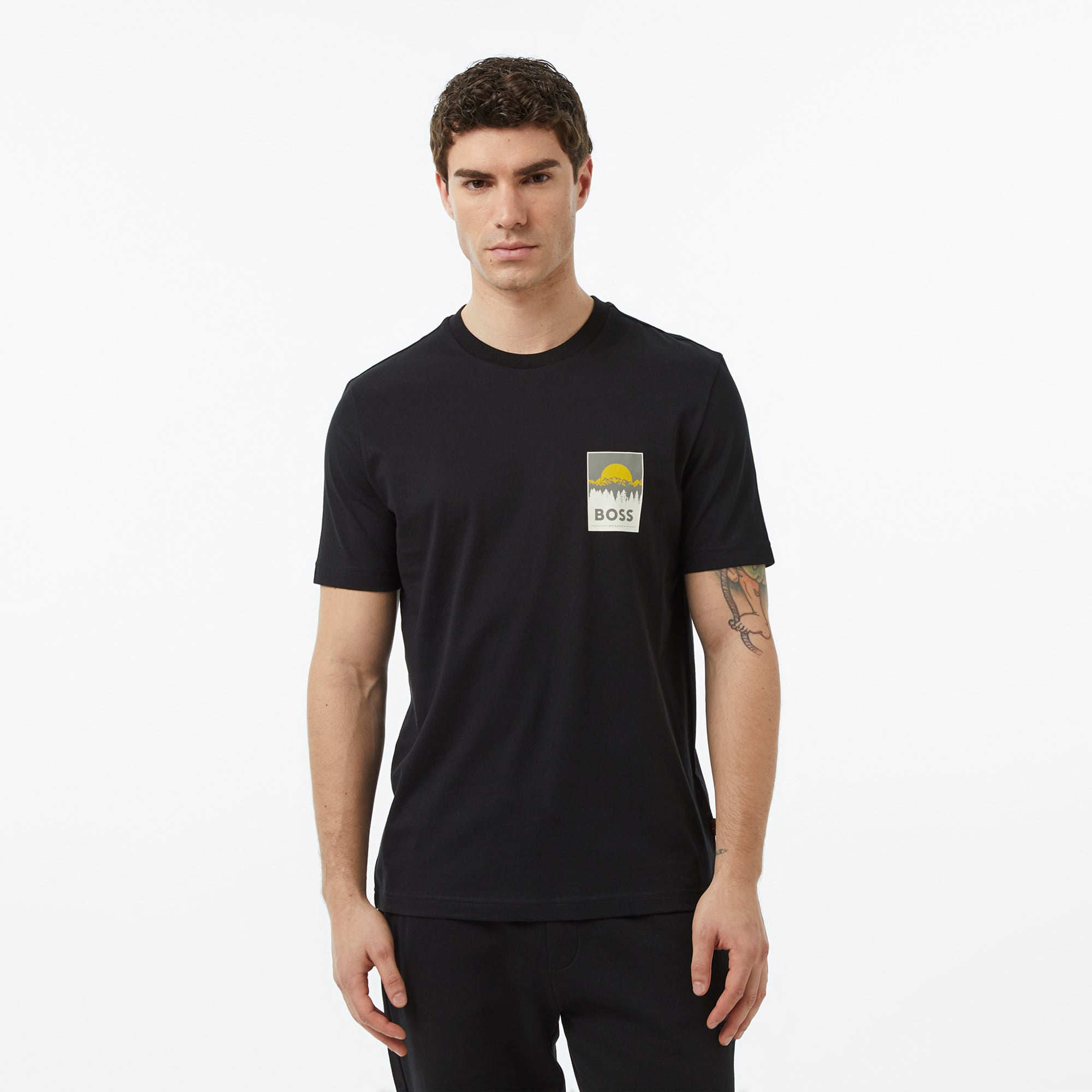  Boss Plain Erkek Siyah T-Shirt