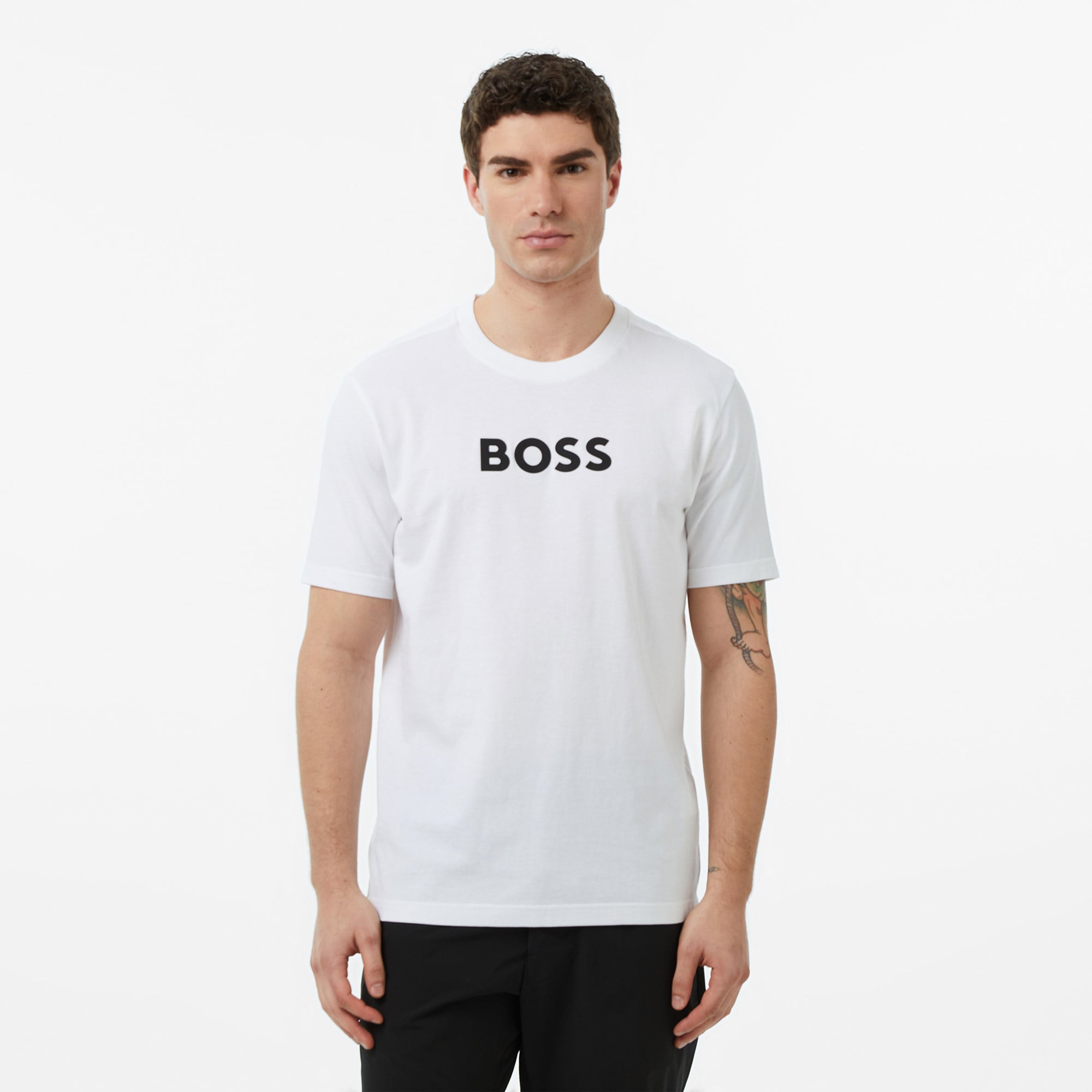  Boss TS Logo Erkek Beyaz T-Shirt